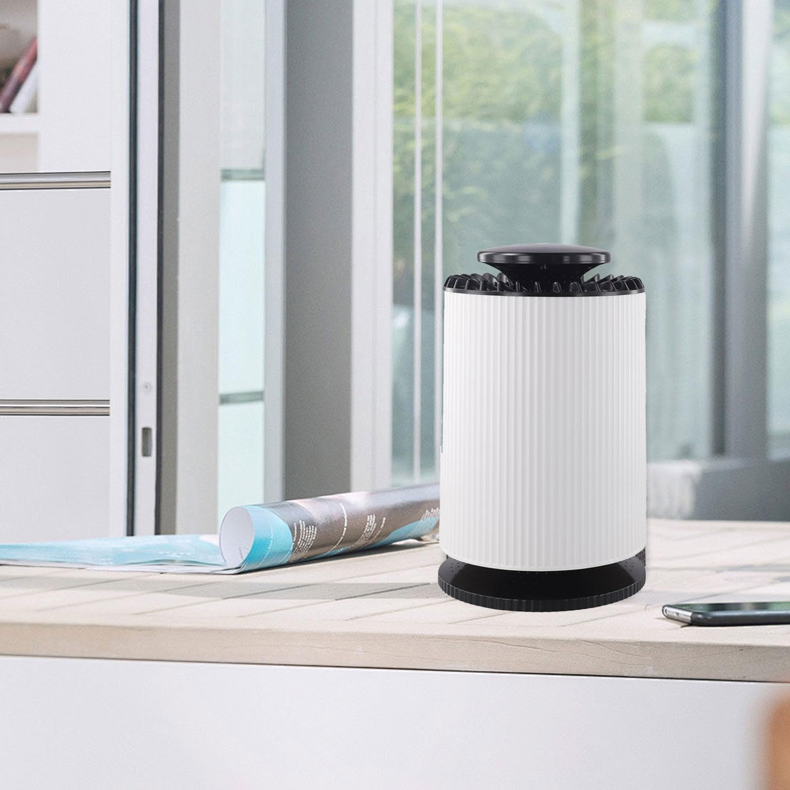 Zoegneer Purificatore d'aria compatto da scrivania per casa e ufficio, rimuove il fumo, PM2 5, polvere rinfresca l'aria silenziosa, materiale ABS, bianco nero, copertura di 10 mq (con 2 filtri)