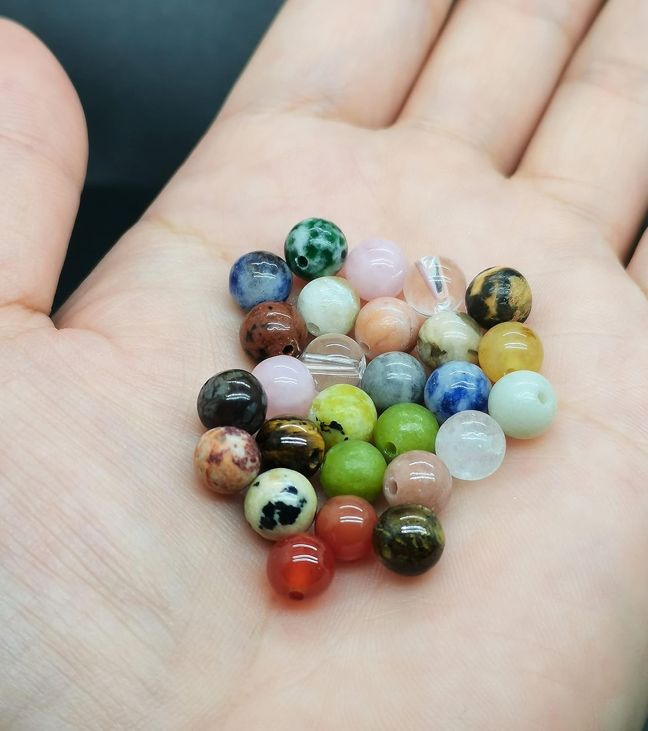 1200pcs 6mm Natural Round Stone Beads Real Gemstone Beading Loose Gemstone Hole Size 1mm DIY Smooth Beads for Bracelet Necklace Earrings Jewelry Making,Box Packed(24 Material -B,6mm) - Image 8