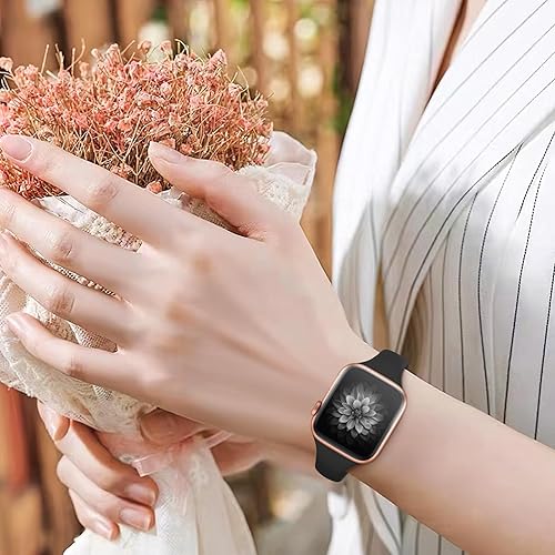 Miniatura 3 de Sunnywoo Correas de repuesto de silicona impermeables compatibles con Apple Watch Band de 1.496 in 1.575 in 1.614 in 1.654 in 1.732 in 1.772 in