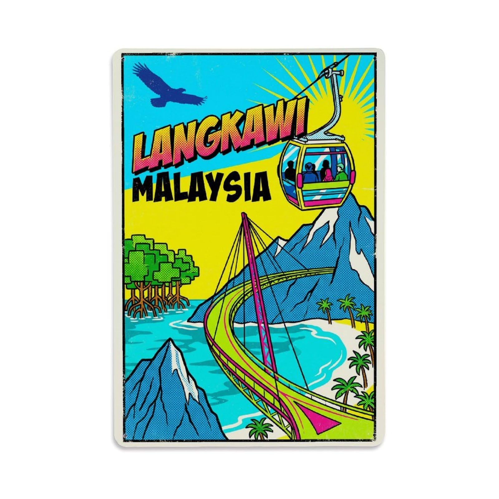 Gead 8X12inch Style Retro Malaysia Langkawi Travel Metal Tin Sign