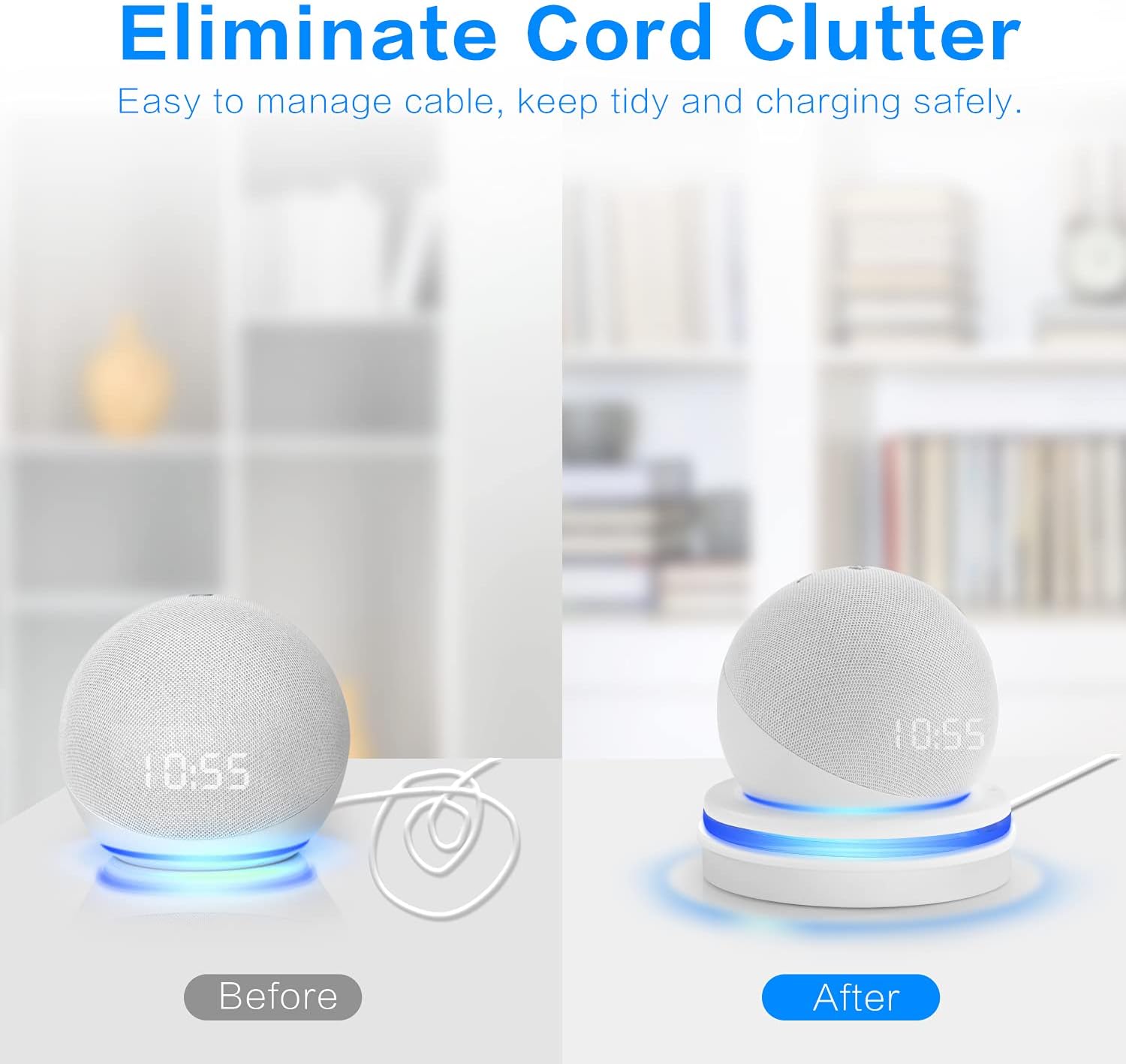 【Echo Dot 4th Generation Stand】 Echo Dot Table Holder, Light Guide Mount Bracket, Built-in Cable Management Dot Accessories, Space-Saving Dot 4th Gen Stand, Table Stand Holder for Echo Dot 4th Gen
