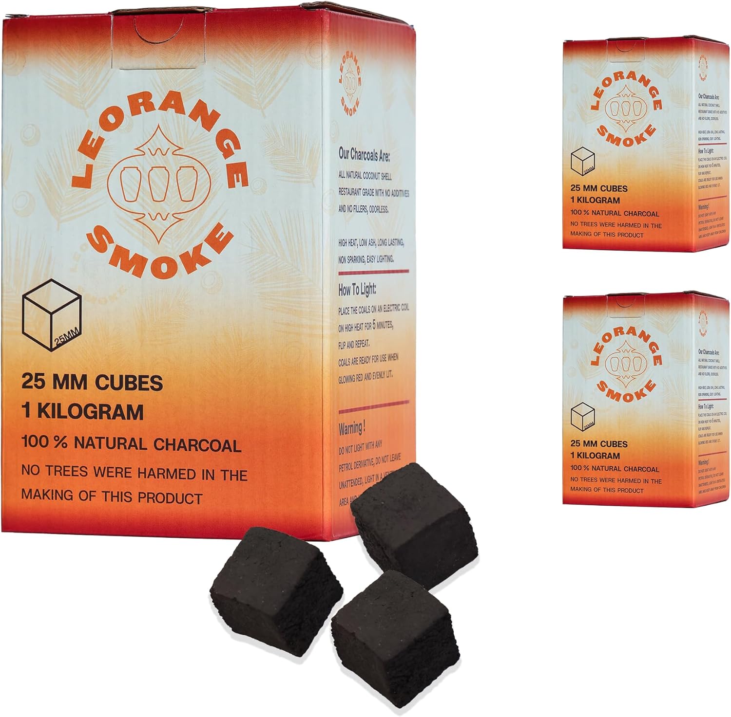 3KG LeOrange 25mm Charcoal Cubes - Coconut Shell Charcoal for Hookah