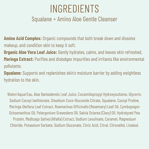 Miniatura 7 de Biossance Limpiador suave de escualano  aloe aminoLavado facial en gel espumoso para limpiar profundamente los poros y eliminar el maquillaje