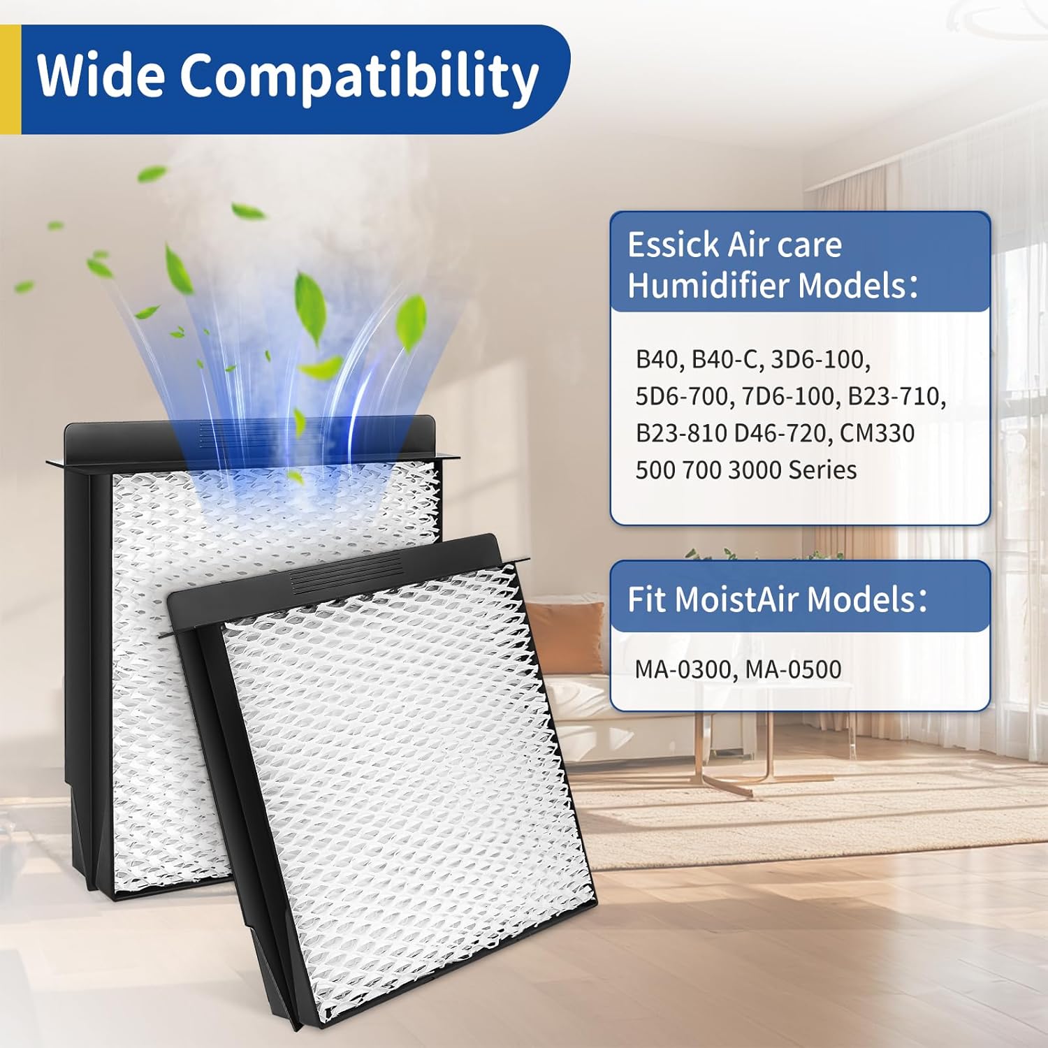 1040 Wick Humidifier Filter Replacement, Fits for Air Care Essick Humidifier B40 B40-C 3D6-100 5D6-700 7D6-100 B23-710 B23-810 D46-720 CM330 3000, MoistAir Models for MA-0300 MA-0500, 4 Pack