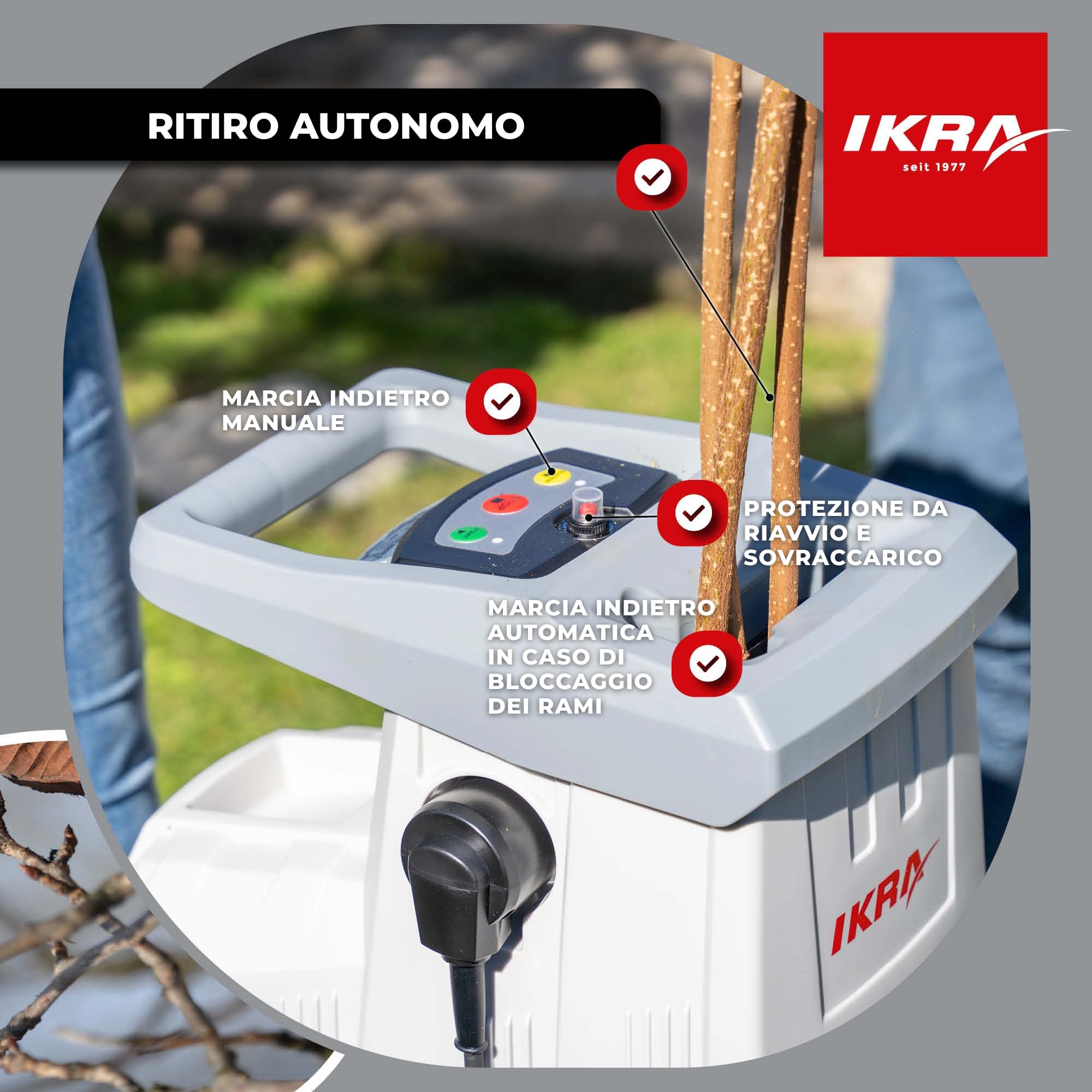 IKRA biotrituratore elettrica ILH 3000 S, 3000 W, 44 mm, sacco 45 L
