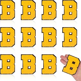MWOOT 12PCS Parches Ropa Termoadhesivos Parches letras para planchar, letras B parches aplique bordados, Parches Alfabeto DIY para Ropa, Faldas, Sombreros, Bolsos, Jeans (Amarillo)