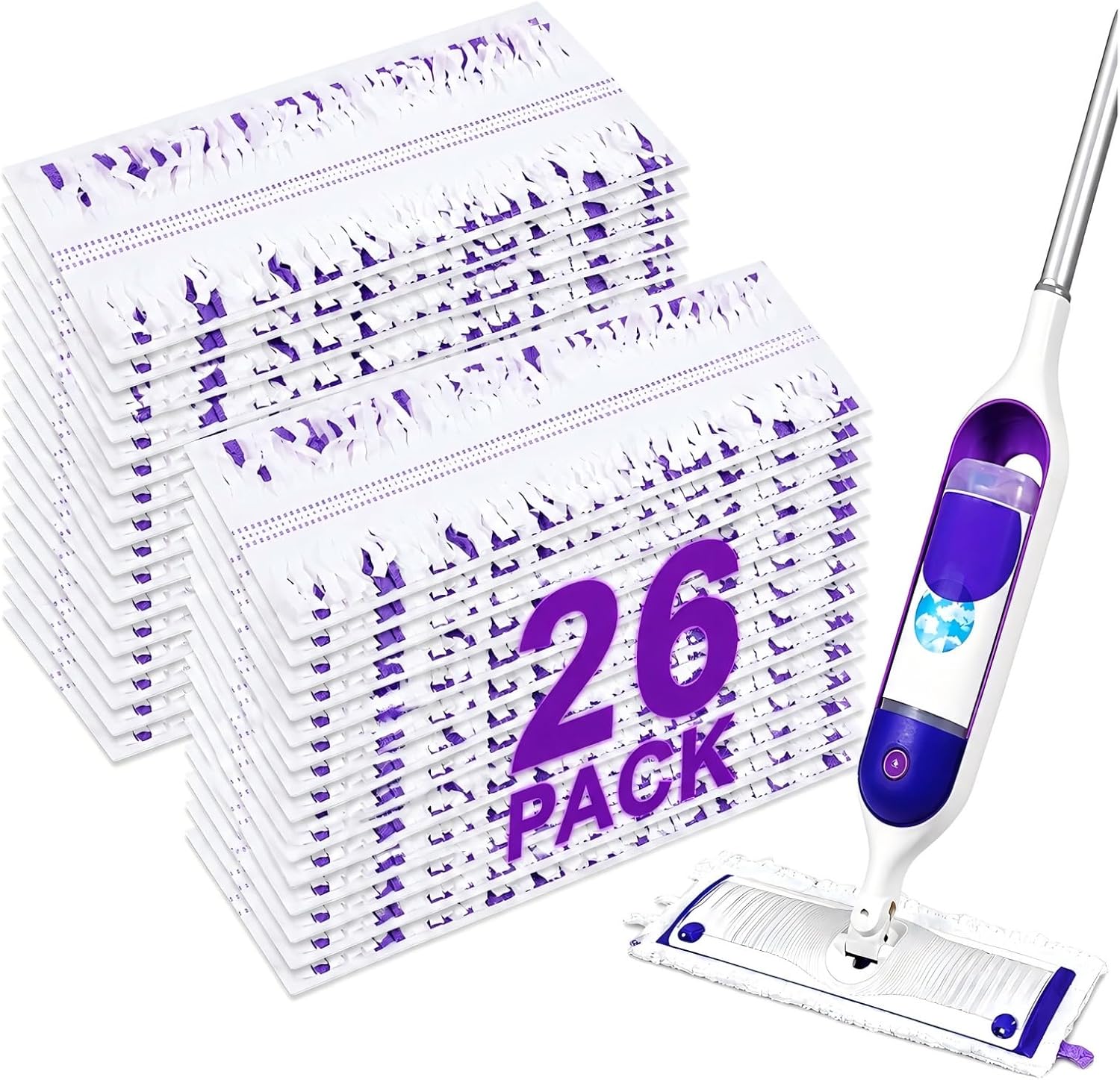 26 Pack Power Mop Pads Compatible with Swiffer PowerMop | Extra Thick Replacement Refills, Super Absorbent Wet Mopping Cloths for Floor Cleaning