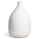 InnoGear Oil Diffuser, 300ML Ceramic Diffuser for Essential Oils Handcrafted Aromatherapy Diffuser Ultrasonic Cool Mist Humidifier with 4 Timers Waterless Auto Off for Room Office, White Base