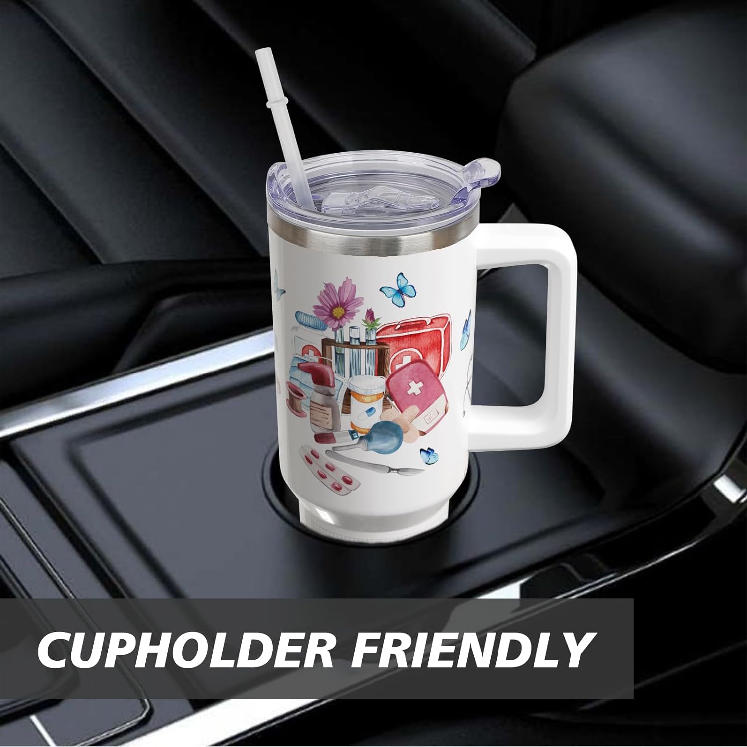 Nurse Tumbler 40 oz Tumbler with Handle Christian Travel Coffee Mug Cup Stainless Steel Insulated 40oz Tumblers with Lid and Straw Nurses Gifts for Women - Image 4