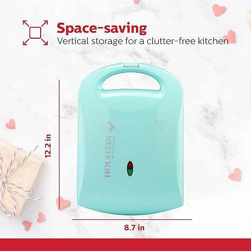 Miniatura 6 de Holstein Housewares Máquina de gofres en forma de corazón de 4 secciones, plancha antiadherente para gofres, mini waflera para niños, revestimiento