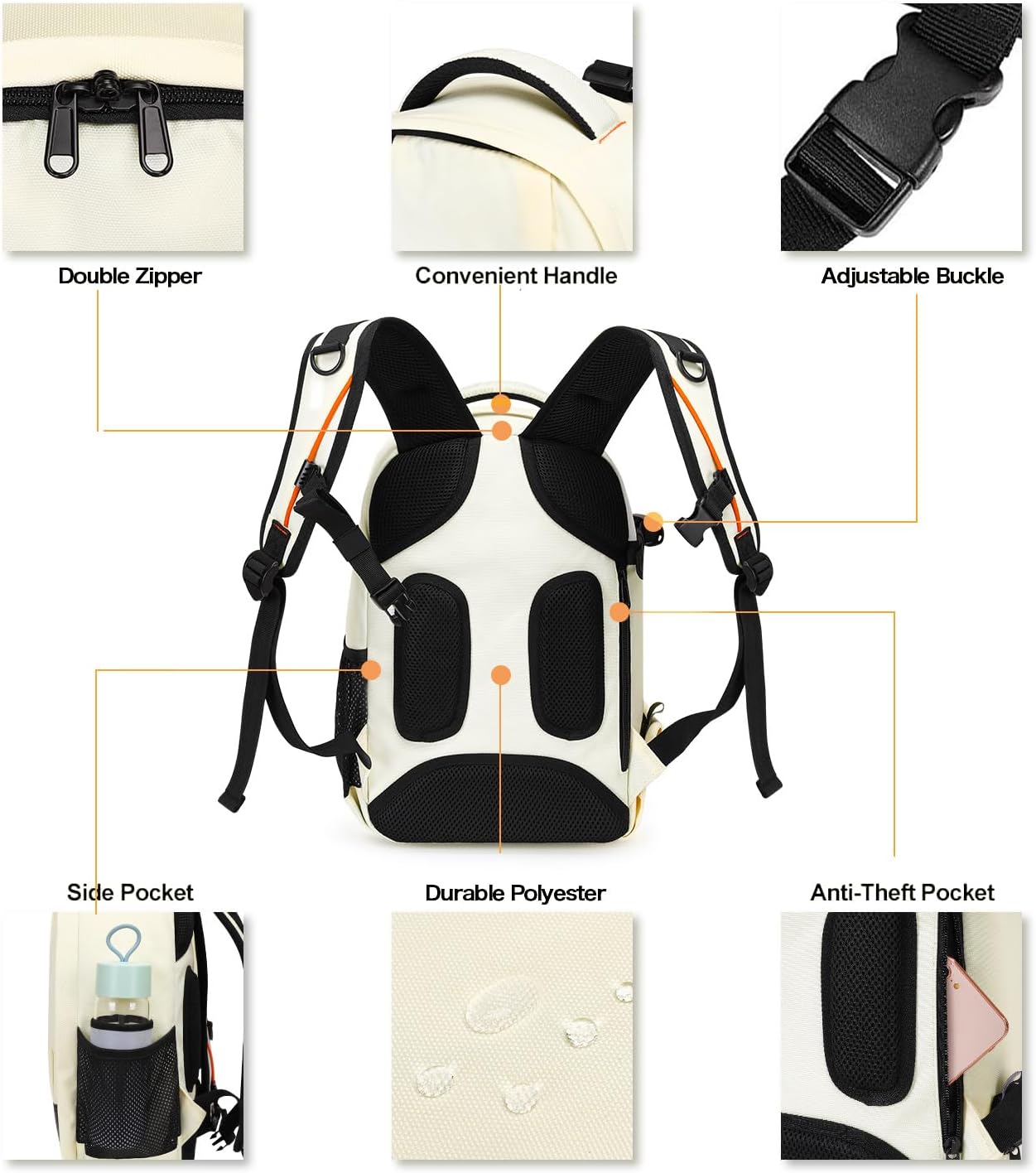 MOSISO Camera Backpack,DSLR/SLR/Mirrorless Photography Backpack Buffer Padded Shockproof Camera Bag with Customized Modular Inserts&Tripod Holder Compatible with Canon,Nikon,Sony etc, Beige - Image 5