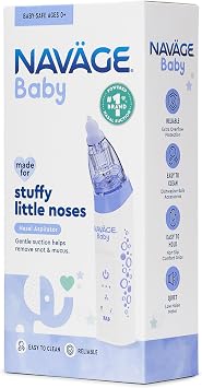 Navage Baby Nasal Aspirator - Gentle, Pediatrician Endorsed Nasal Aspirator for Baby Congestion & Stuffy Noses - Baby Nose Sucker w/ Lights, Lullabies & BPA Free Silicone Tips