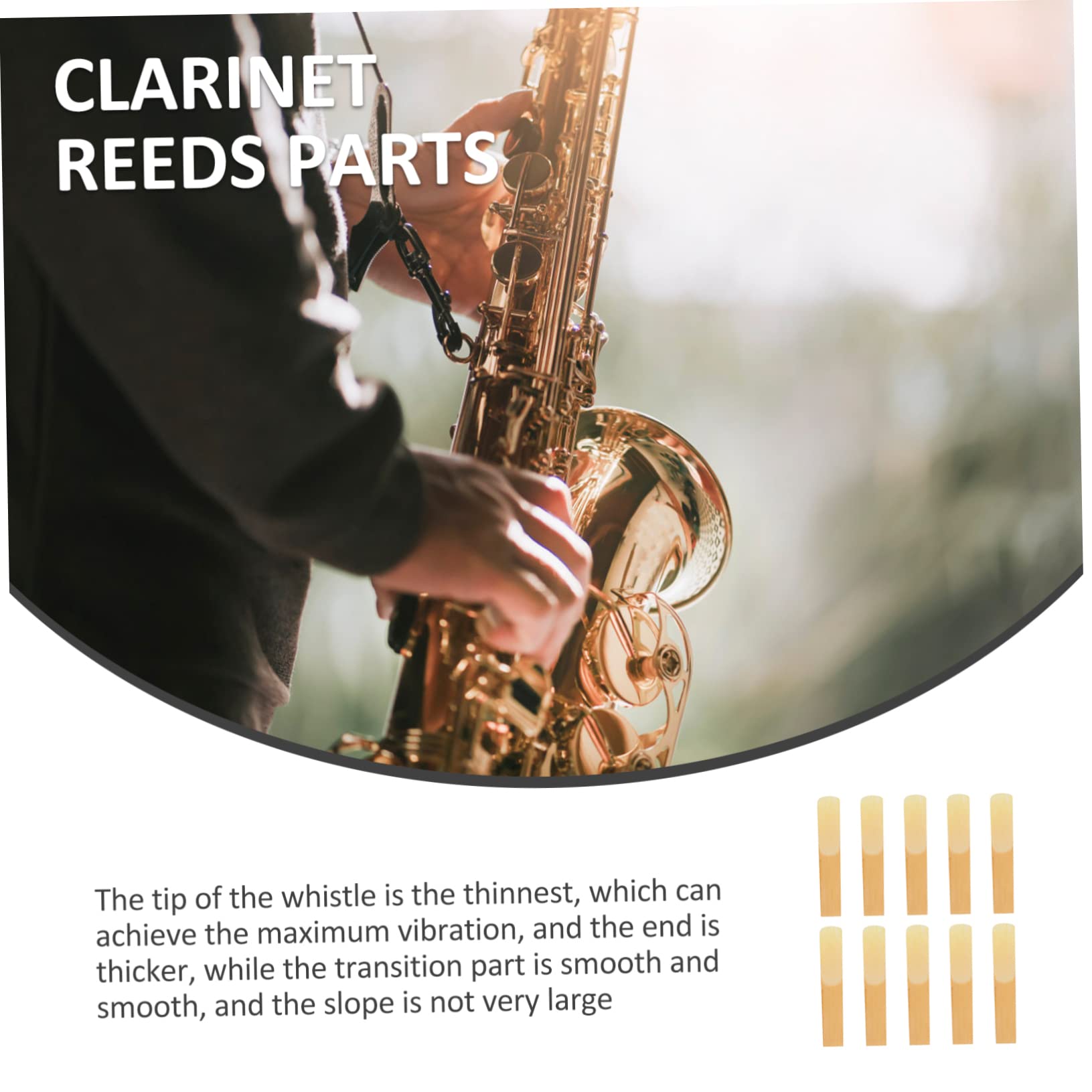 Toyvian 50piezas Lengüetas Para Clarinete Accesorios De Instrumento Musical Dureza Sonido Rico Para Músicos