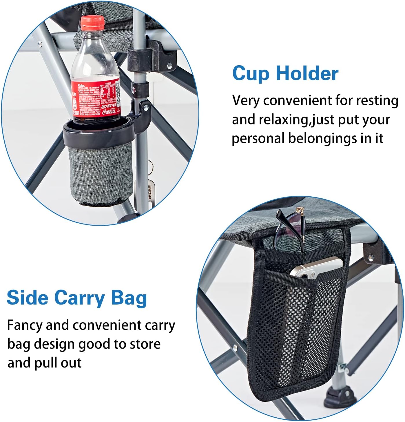 Ablazer Cooler Stand Frame and 2 Pack Outdoor Chairs for Camping, Portable Folding Heavy Duty Camping Accessories for Travel, Hiking, Picnic, Lawn Camping Chair & Ice Box Holder Supports 330Ibs