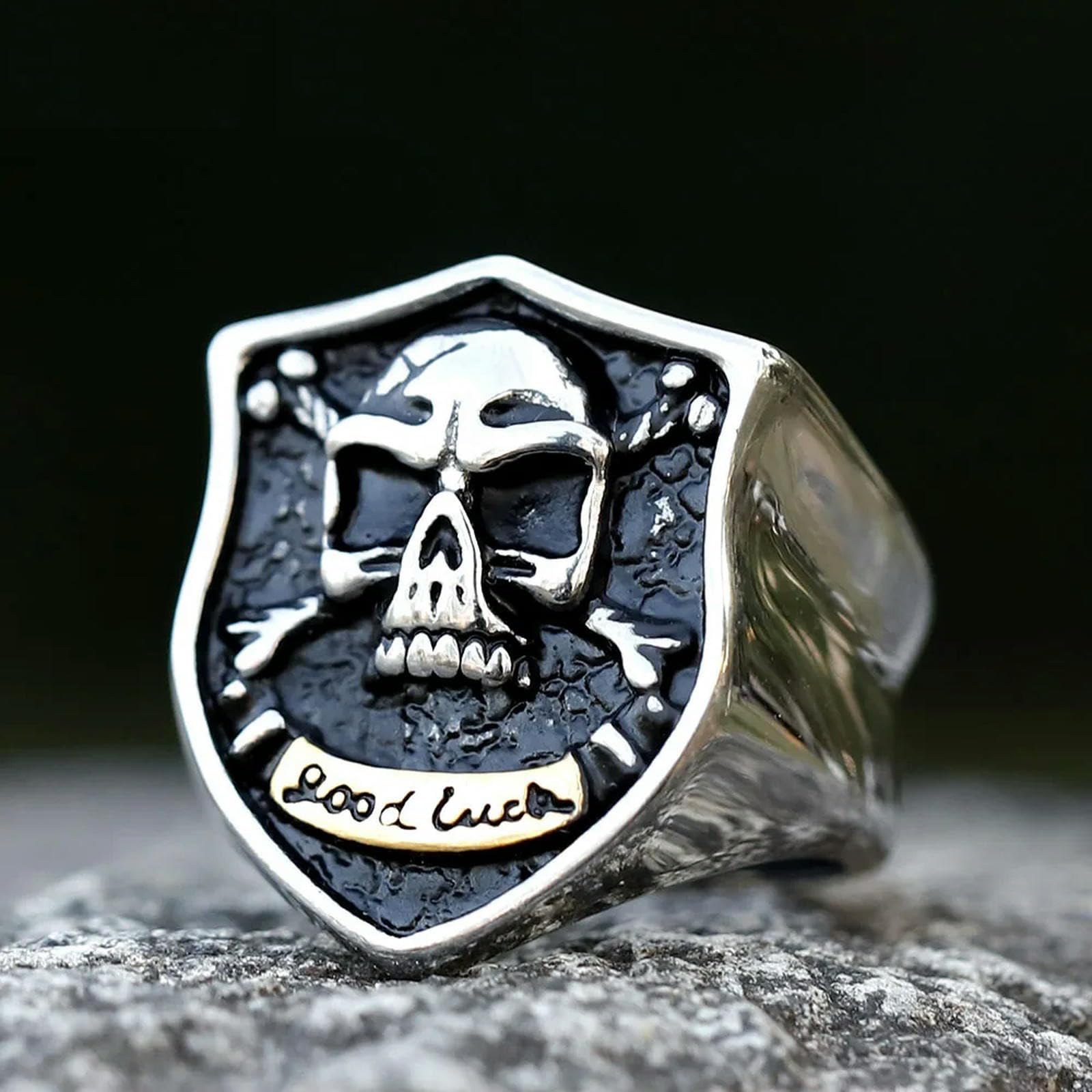 Generic New Men's Ring Punk Good Luck Skull Ring For Men Fashion With Hip Hop Halloween Jewelry Vintage, 9
