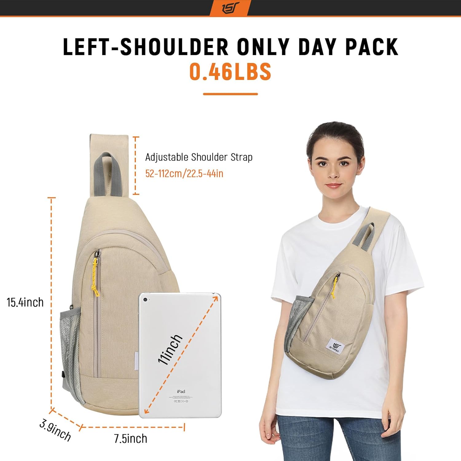SKYSPER Sling Bag RFID Crossbody Sling Backpack Cross Body Shoulder Travel Bag Hiking Daypack for Women Men(Beige) - Image 6