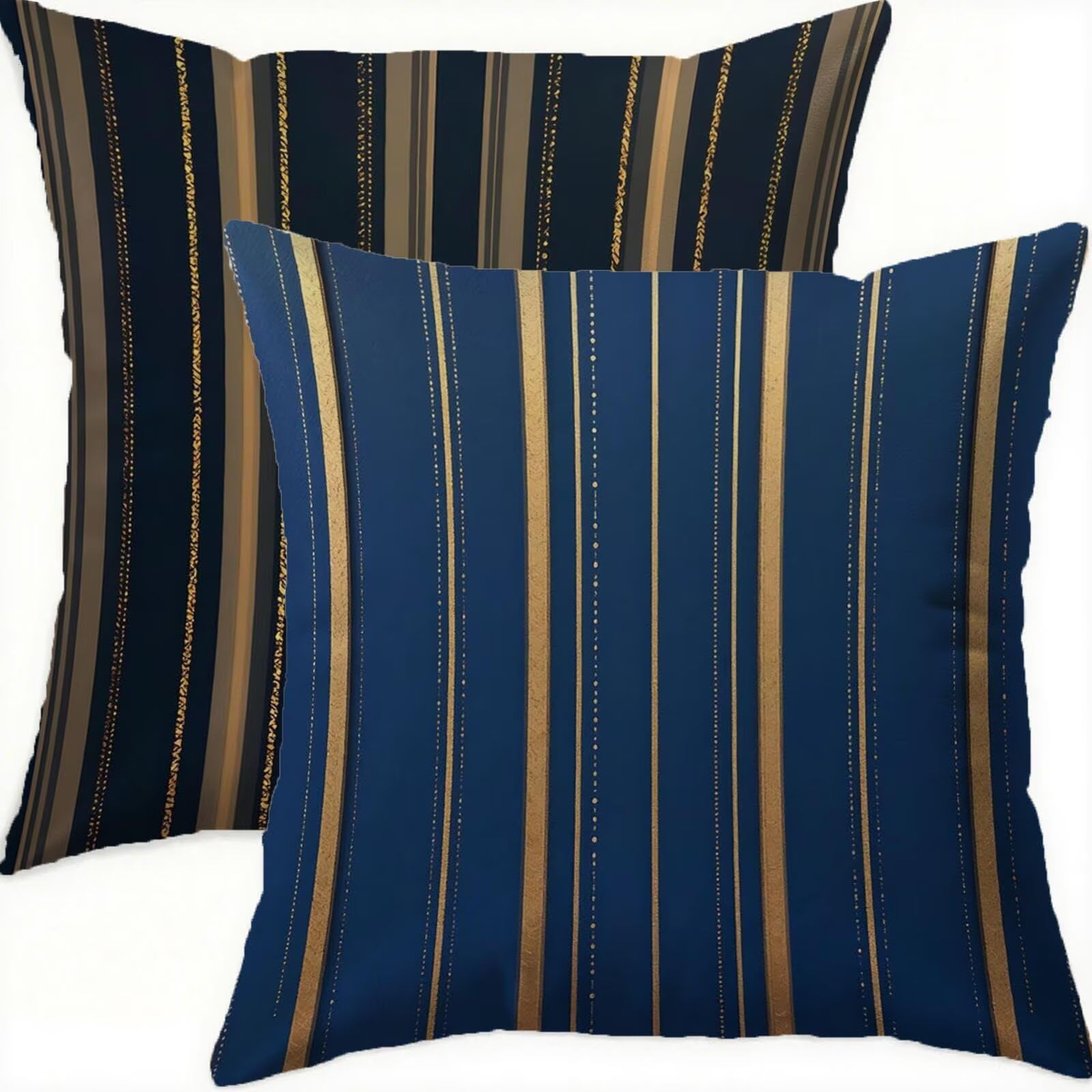 Housse coussin 65x65cm lot de 2 motif géométrique doré velours imperméable B348