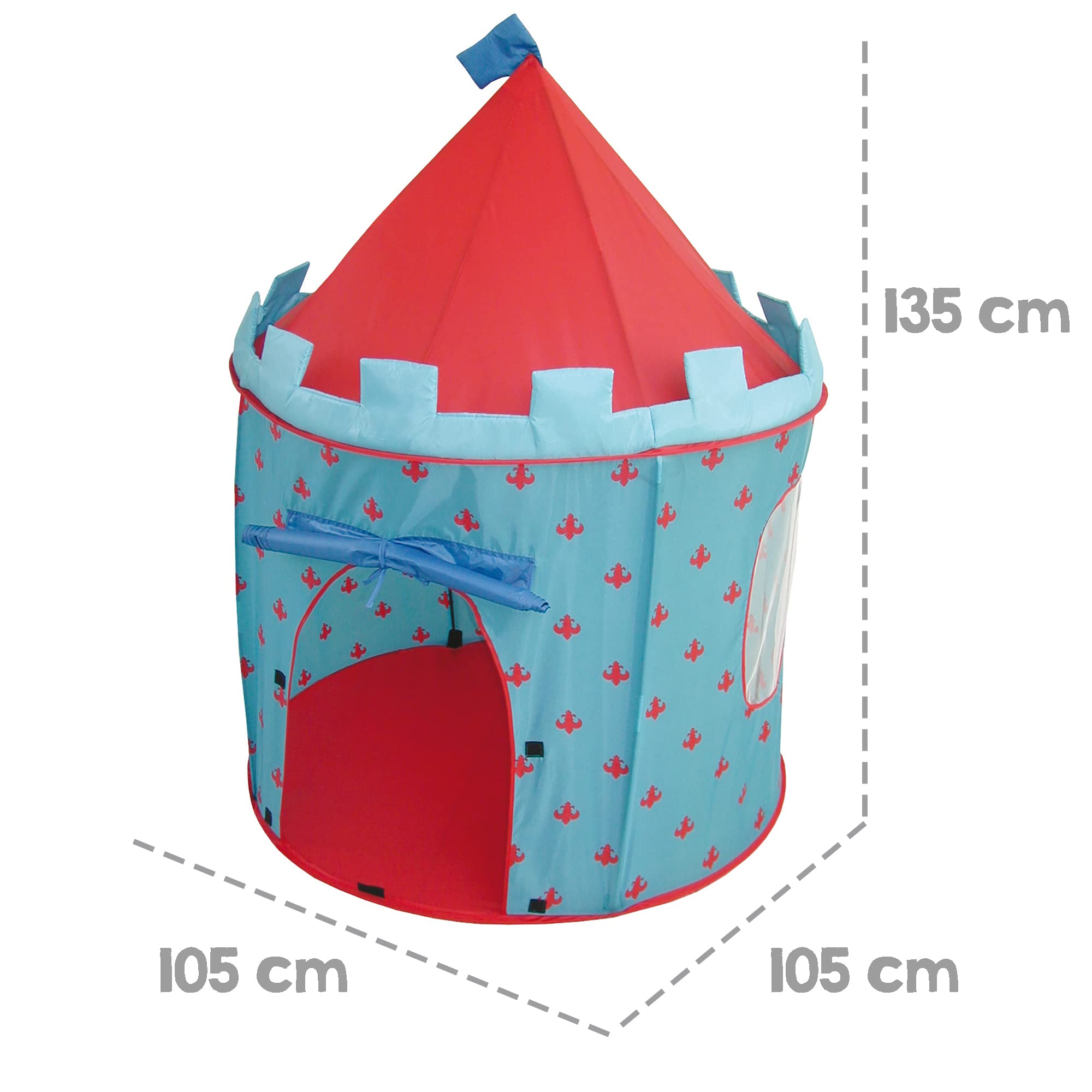 roba Tente de Jeu Enfant "Ritterburg" Pop-Up - Château de Chevalier + Sac - Bleu/Rouge