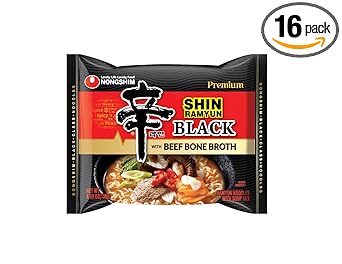 Nongshim Ramen Noodles, Gourmet Instant Ramen, Premium Microwavable Noodle Soup, Shin Black, 4.58 Ounce (Pack of 16) - Packaging Graphic May Vary