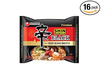 Nongshim Ramen Noodles, Gourmet Instant Ramen, Premium Microwavable Noodle Soup, Shin Black, 4.58 Ounce (Pack of 16) - Packaging Graphic May Vary