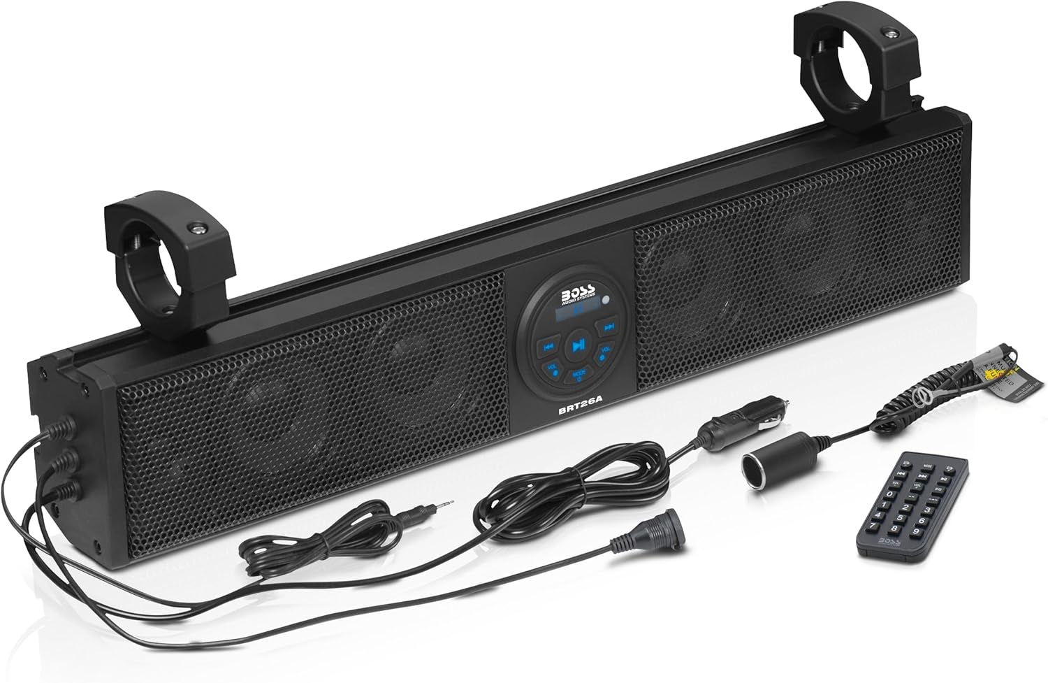 BOSS Audio Systems BRT26A ATV UTV Sound Bar – 26 Inch Wide, 4 Inch Speakers, 1 Inch Soft Dome Tweeters, Full Range, IPX5 Weatherproof, Bluetooth, Built-in Amplifier, Golf Cart Compatible