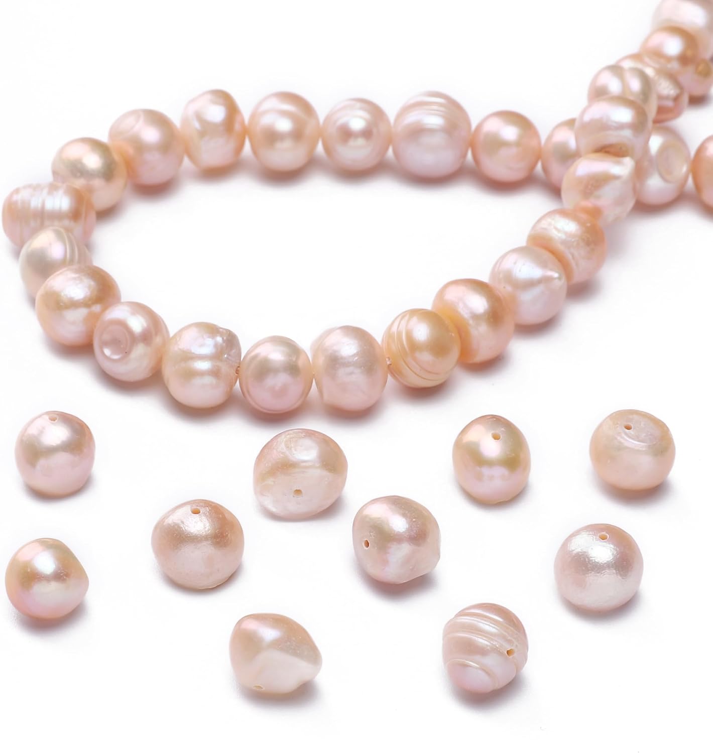 Natural Pearl Beads Potato 10-11mm Pink Freshwater Cultured Loose Gemstone Beads for DIY Jewelry Making 13.8''/Strand HQ - Image 6