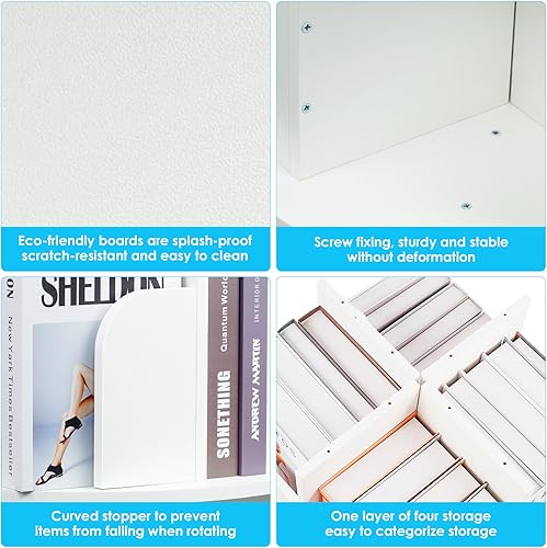 Miniatura 7 de Estantería giratoria de 4 niveles 2025 para niños, estantería de esquina pequeña para espacios pequeños, estante de almacenamiento de pie de 360