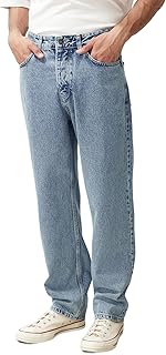 بنطلون جينز فضفاض بقصة واسعة للرجال طراز TMNAW24JE00027 من ترنديول