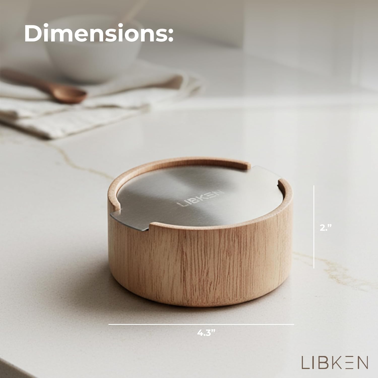 Wooden Salt Cellar with Stainless Steel Lid - 6 Oz Flaky Salt Container image 3