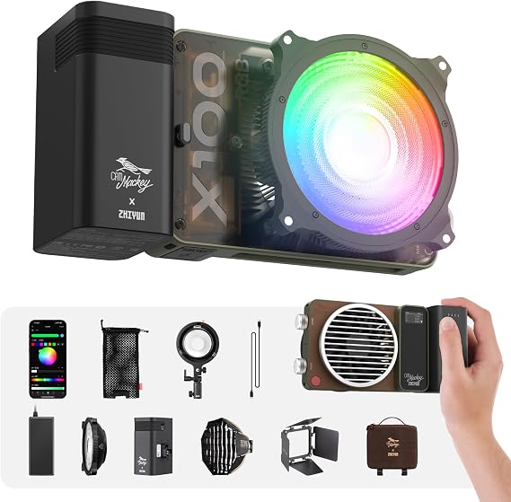 ZHIYUN MOLUS X100 RGB PRO 100W Video Light [Official] V2 Upgraded Version Professional Photography Lighting Portable Continuous Output Lighting 2500K~10000K CRI95 TLCI97 Only 384g (Green Collab)