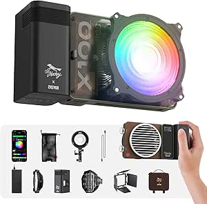 ZHIYUN MOLUS X100 RGB PRO 100W Video Light [Official] V2 Upgraded Version Professional Photography Lighting Portable Continuous Output Lighting 2500K~10000K CRI≥95 TLCI≥97 Only 384g for Youtuber TT