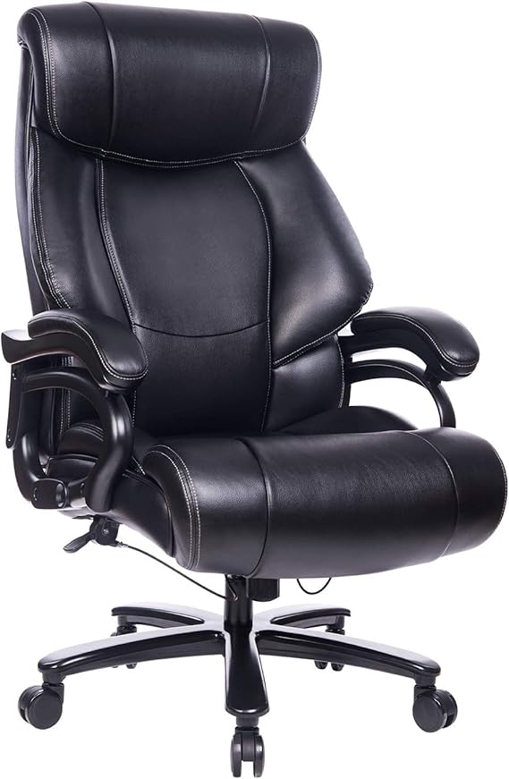 REFICCER High Back Big & Tall 400lb Leather Office Chair Executive Desk