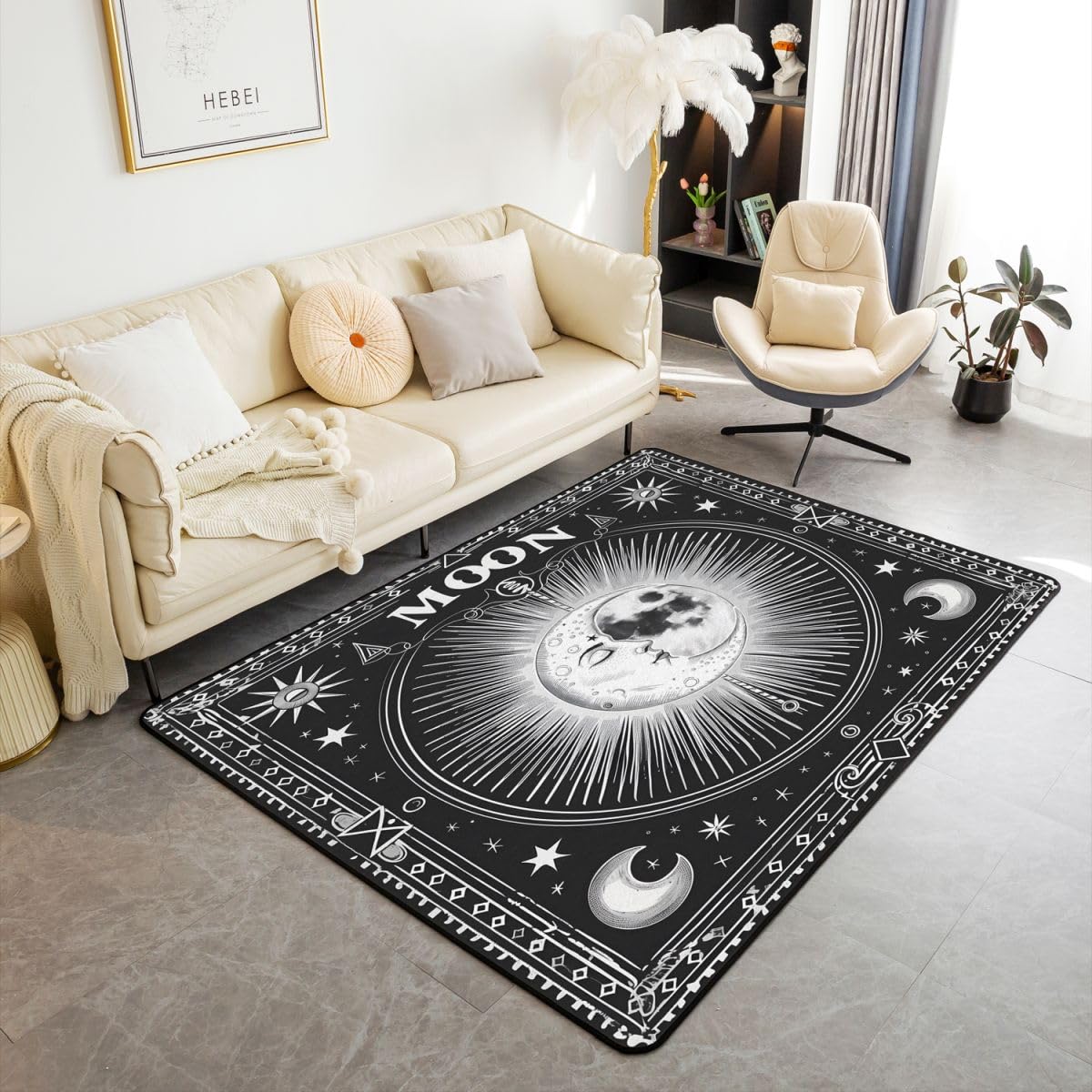 Homewish Tappeto bohémien Moon Stars Area 100 x 150 cm per camera da letto