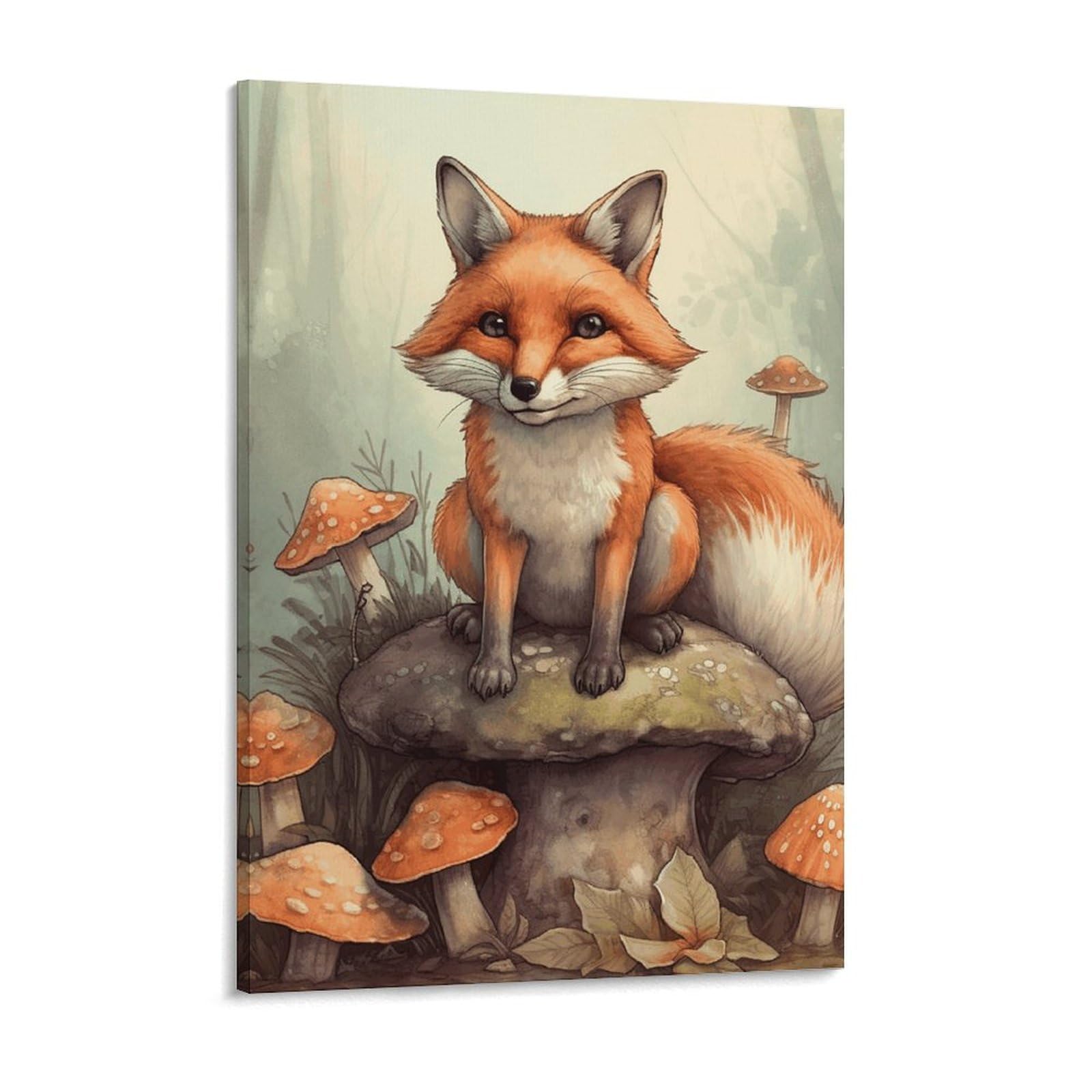 Fox in The Woods Canvas Wall Art for Bedroom 18x24inch Canvas Prints Artwork for Walls Modern Picture Artwork Painting for Living Room Aesthetic Wall Paintings for Bathroom Kitchen Office Dec