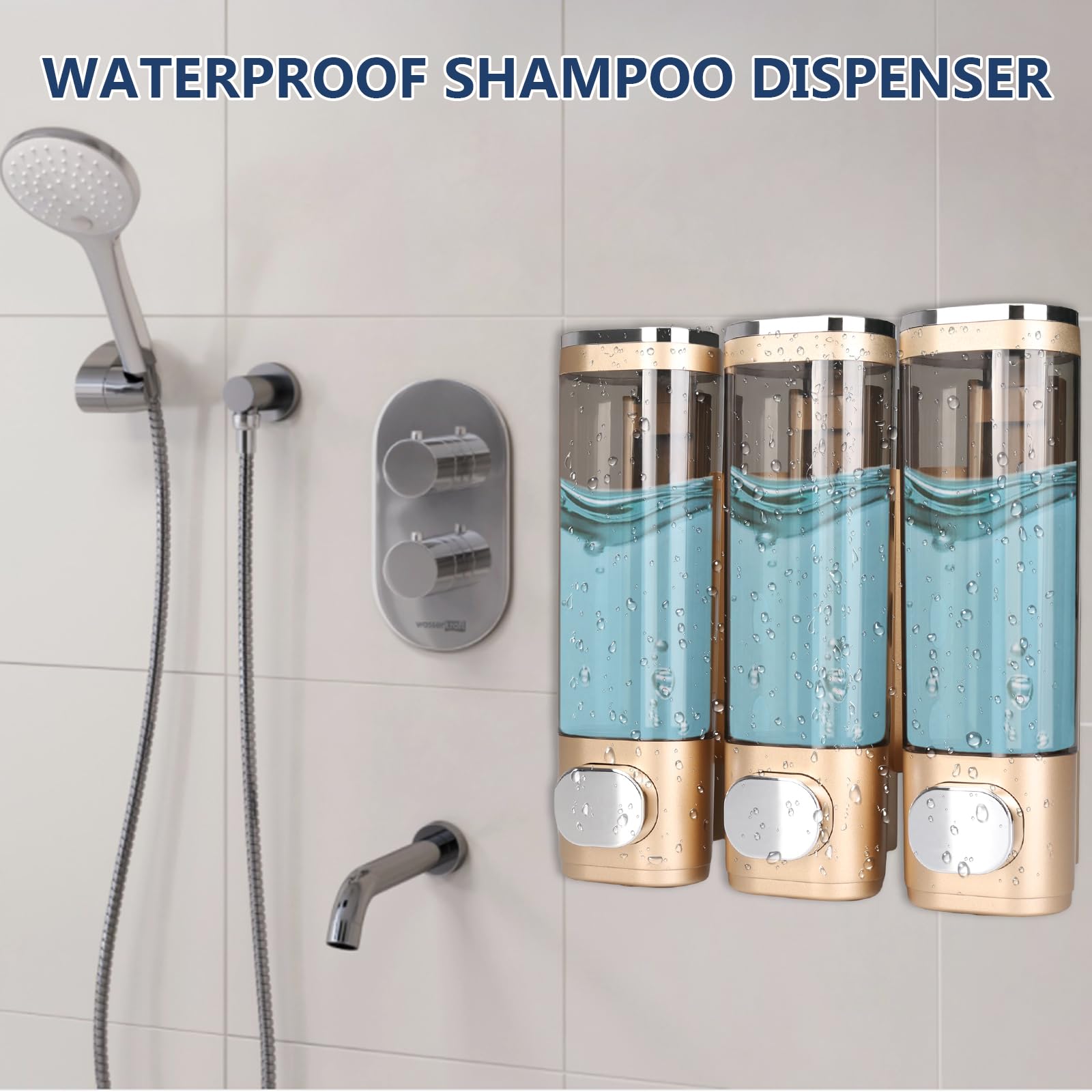 FWUNYVN 3in1 Shampoo Dispenser For Shower,Bathroom Wall Mounted Shower Pump