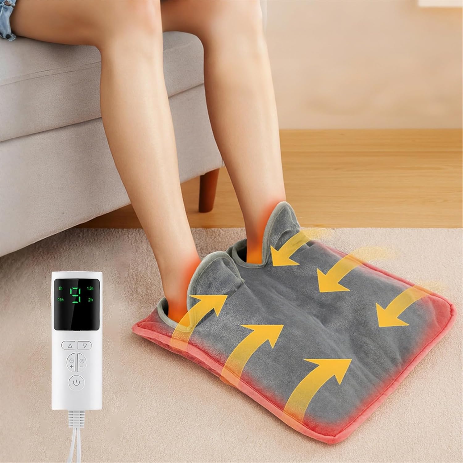 Electric Foot Warmer, 110-120V, 9-Temp, 4-Timer, 15.6 X 15.8 in, Crystal Soft