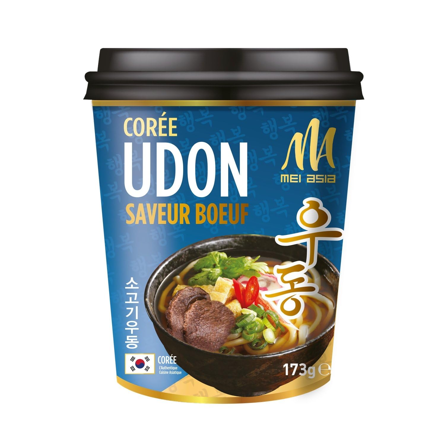 MEI ASIA – Nouilles Udon Instantanées Saveur Bœuf, Texture Fondante et Pratique (Pot 173g) - lot de 3 - Vendu par Lot