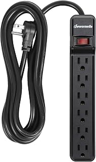 DEWENWILS 6-Outlet Power Strip Surge Protector with 10 Foot Long Extension Cord, Low Profile Flat Plug, 15 Amp Circuit Breaker, 500 Joules, Wall Mount, UL Listed, Black