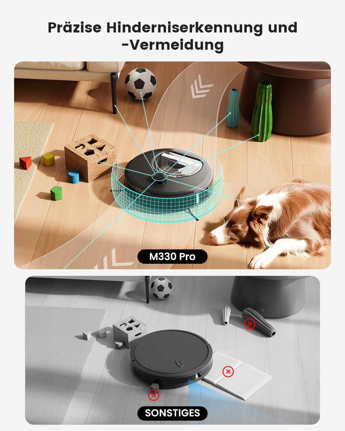 Lefant M330Pro Staubsauger Roboter, Saugwischer Roboter mit No-Go-Zone, 2.4G/5GHz Wi-Fi, 5000Pa Staubsauger, Mehrstufiges Mapping, Laser Navigation für Tierhaare, Teppiche und Hartböden
