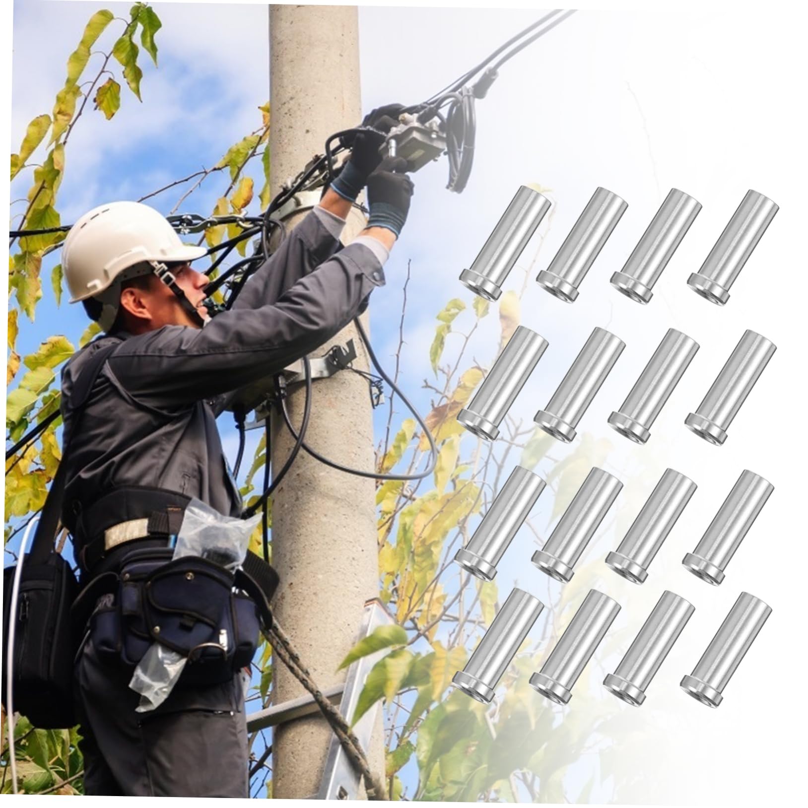 NUOBESTY Funda Protectora de Cable Acero Inoxidable para Barandilla de Terraza, 50 Piezas, Protege Cable y Mantiene Tensión Evitando Vibración en Exterior