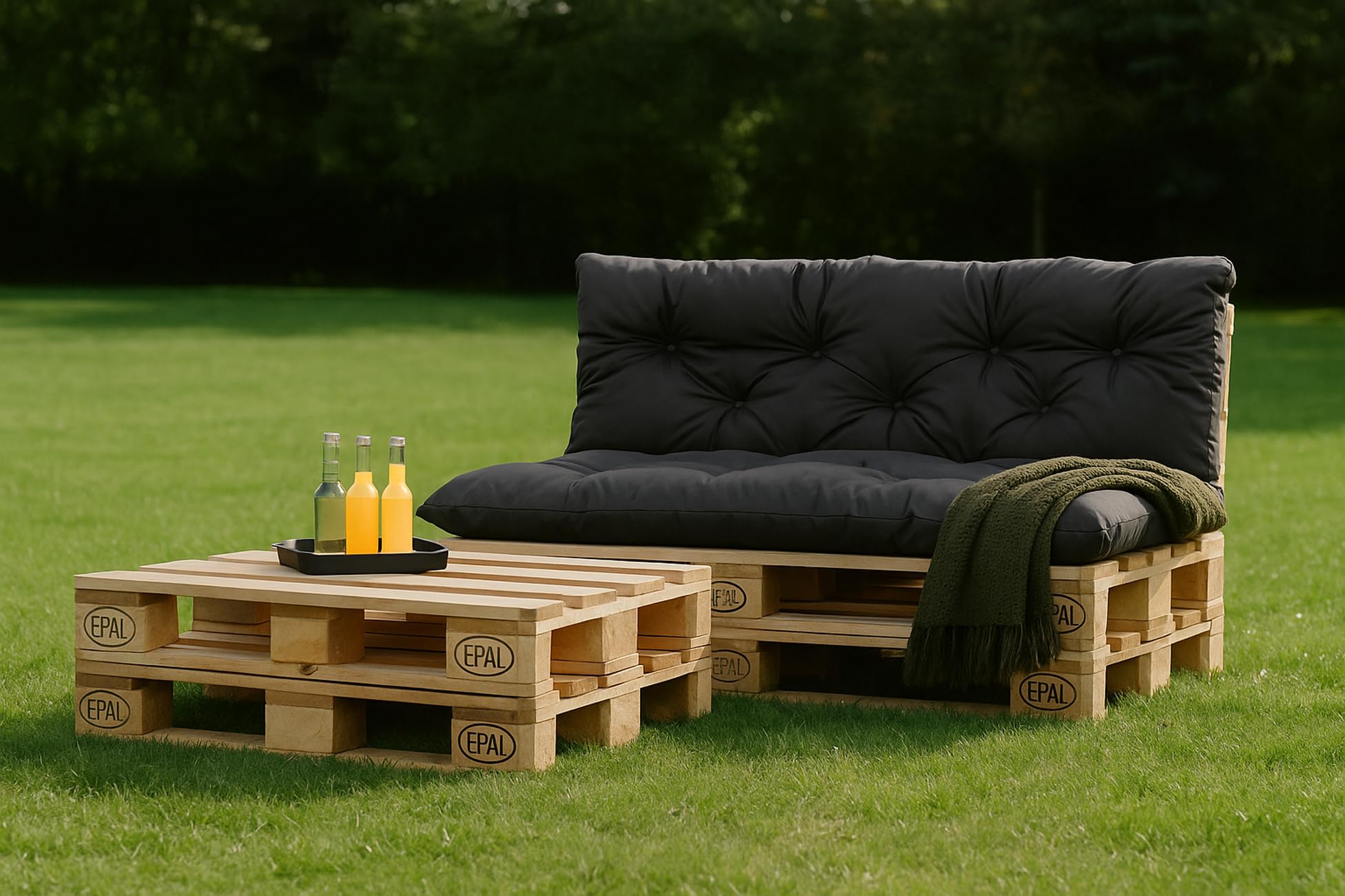 Cuscini pallet, Cuscini per pallet esterni/Cuscino Euro Pallet, Cuscino Divano, Cuscino Soggiorno da Giardino (Set:120x80+120x60cm, Grigio scuro)