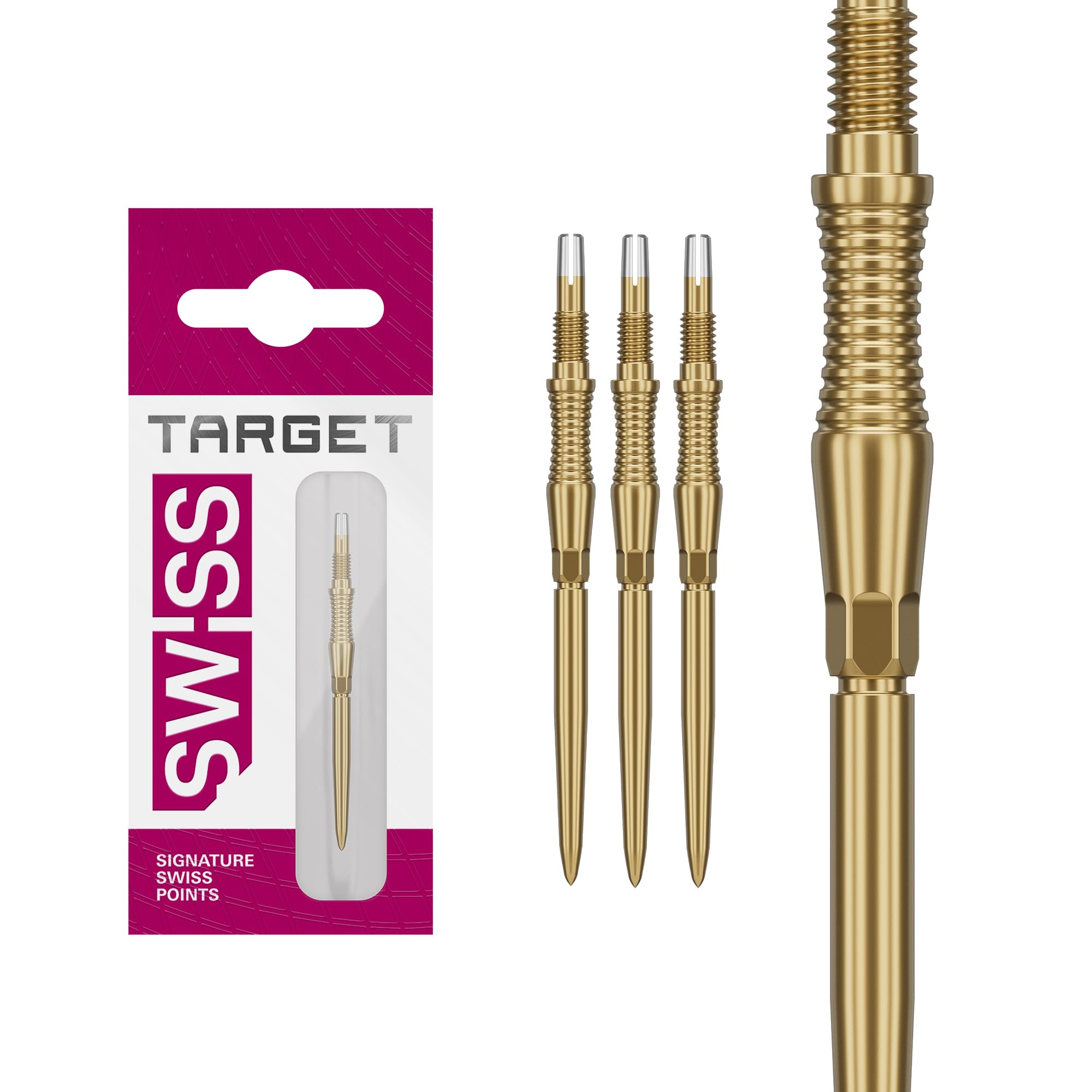 Target Darts Swiss Point Storm-Dart-Points, RST (3er-Set Points) 30 MM/35 MM/42 MM – Gold/Silber/Schwarz | Dart-Point-Wechsel, Swiss Storm Points, Profi-Dartzubehör