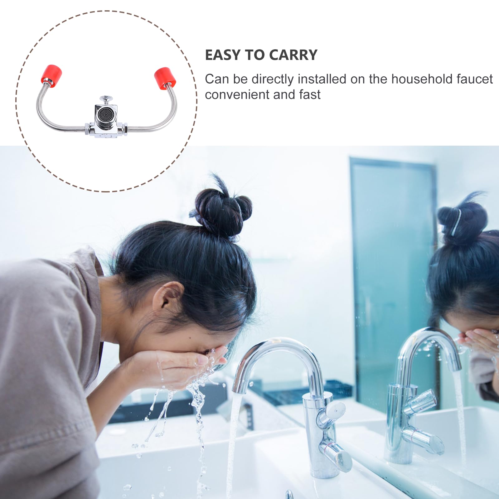Estación Lavaojos de Emergencia con Grifo para Lavabo de Acero Inoxidable, Activación Rápida y Dirección Ajustable para Oficinas Pequeñas y Laboratorios