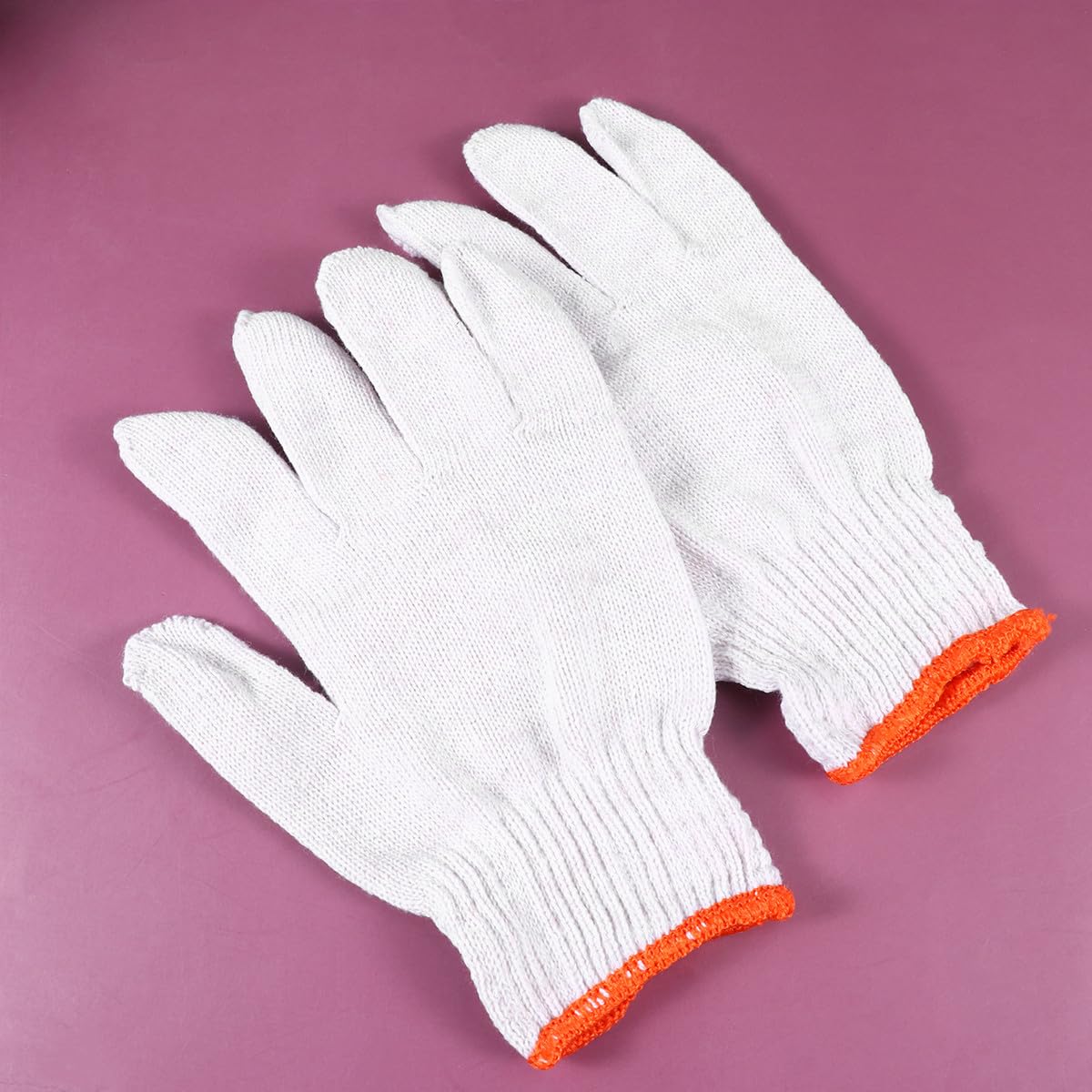 INOOMP Moufles Antidérapants en Fil de Coton Blanc Lot 24 Paires pour Manutention Industrielle et Travaux Manuels Bordure Orange Résistante