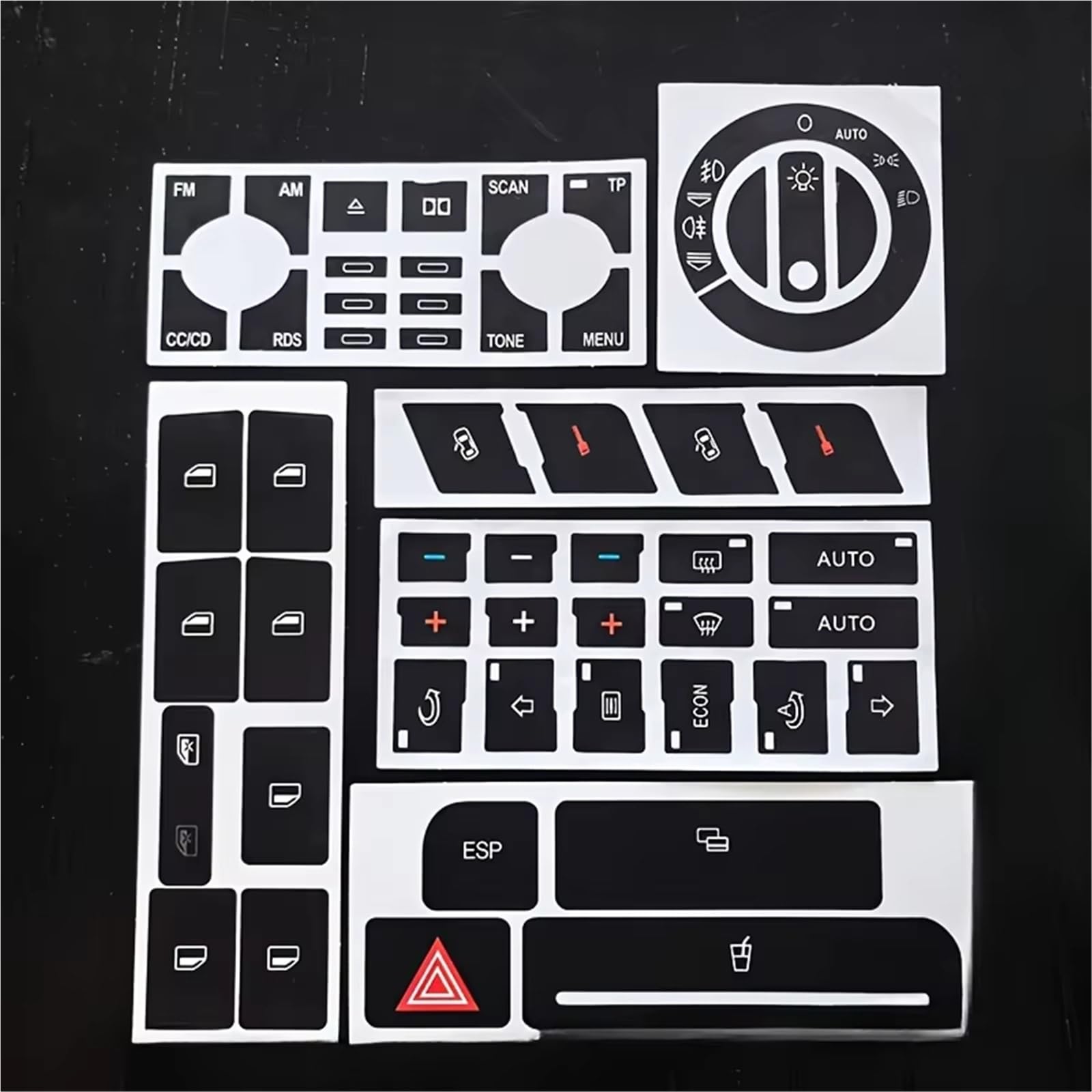 Button Trim Compatible with A4 B6 B7 Car Radio and Air Conditioning Control Panel Sticker Set Self-Adhesive Repair Sticker Suitable