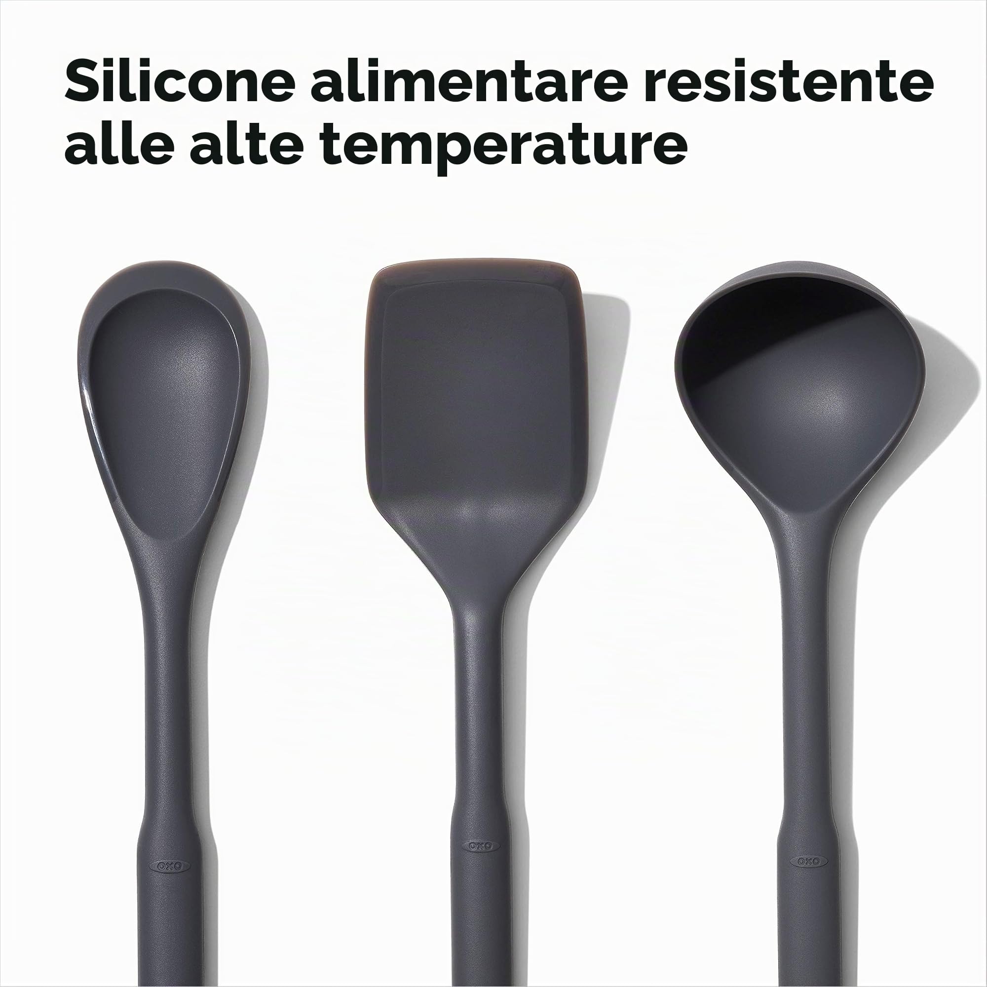 OXO 11303200 Good Grips - Set di utensili in silicone, 3 pezzi, colore: grigio