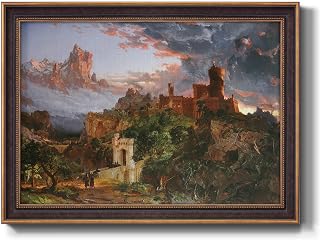 Renditions Gallery Home Decor Bronze & Gold Framed Paintings Spirit of War Ancient Castle Depiction Abstract Artwork for Bedroom Dining Living Room Office Home Kitchen Wall Decor - 29"X41"