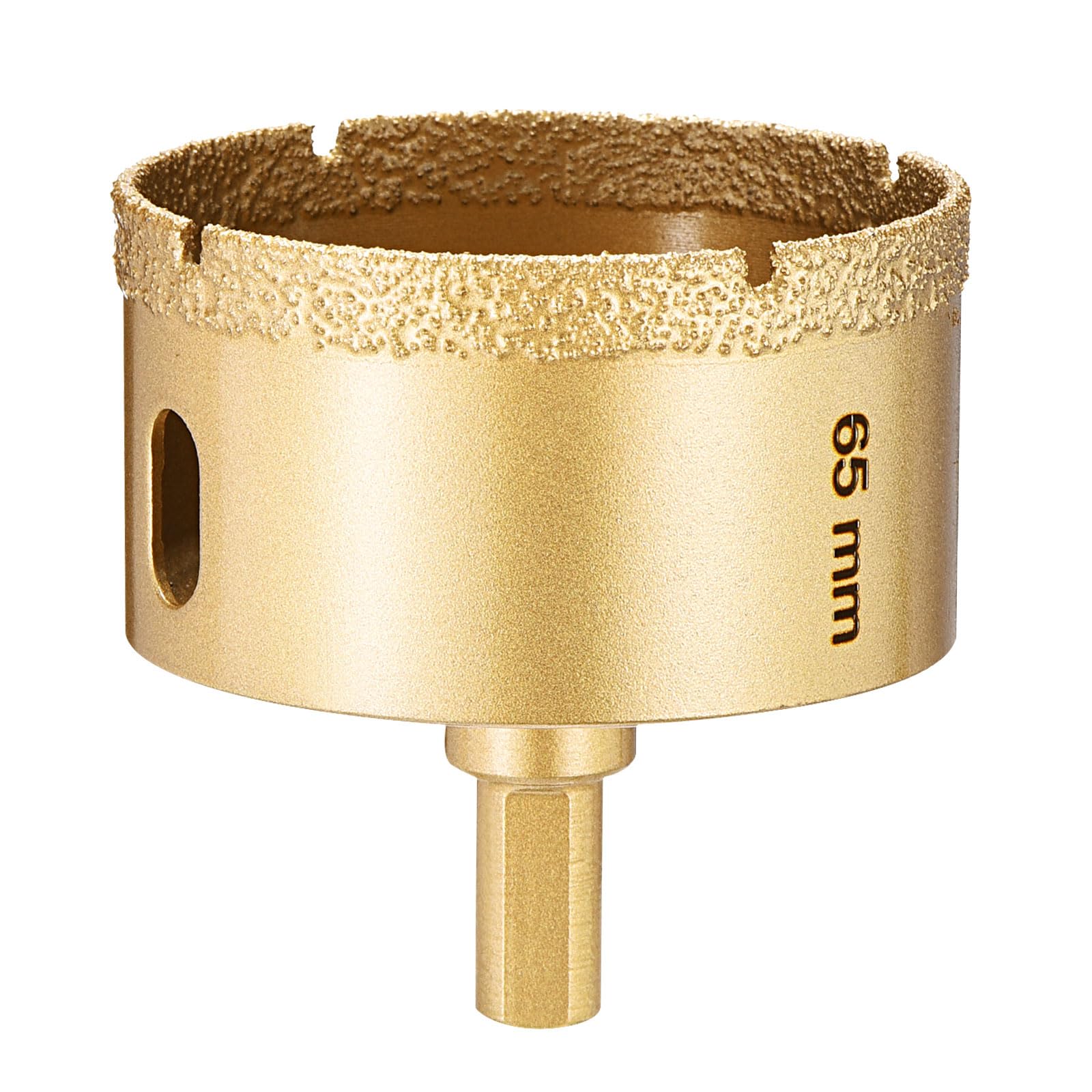 PATIKIL 2-9/16" Diamond Hole Saw 65mm Diamond Tip Hole Cutter 3-Flat Shank for Hand Drilling Ceramic Porcelain Marble Tiles Stone Brick Hard Material - Gold Tone — image 1