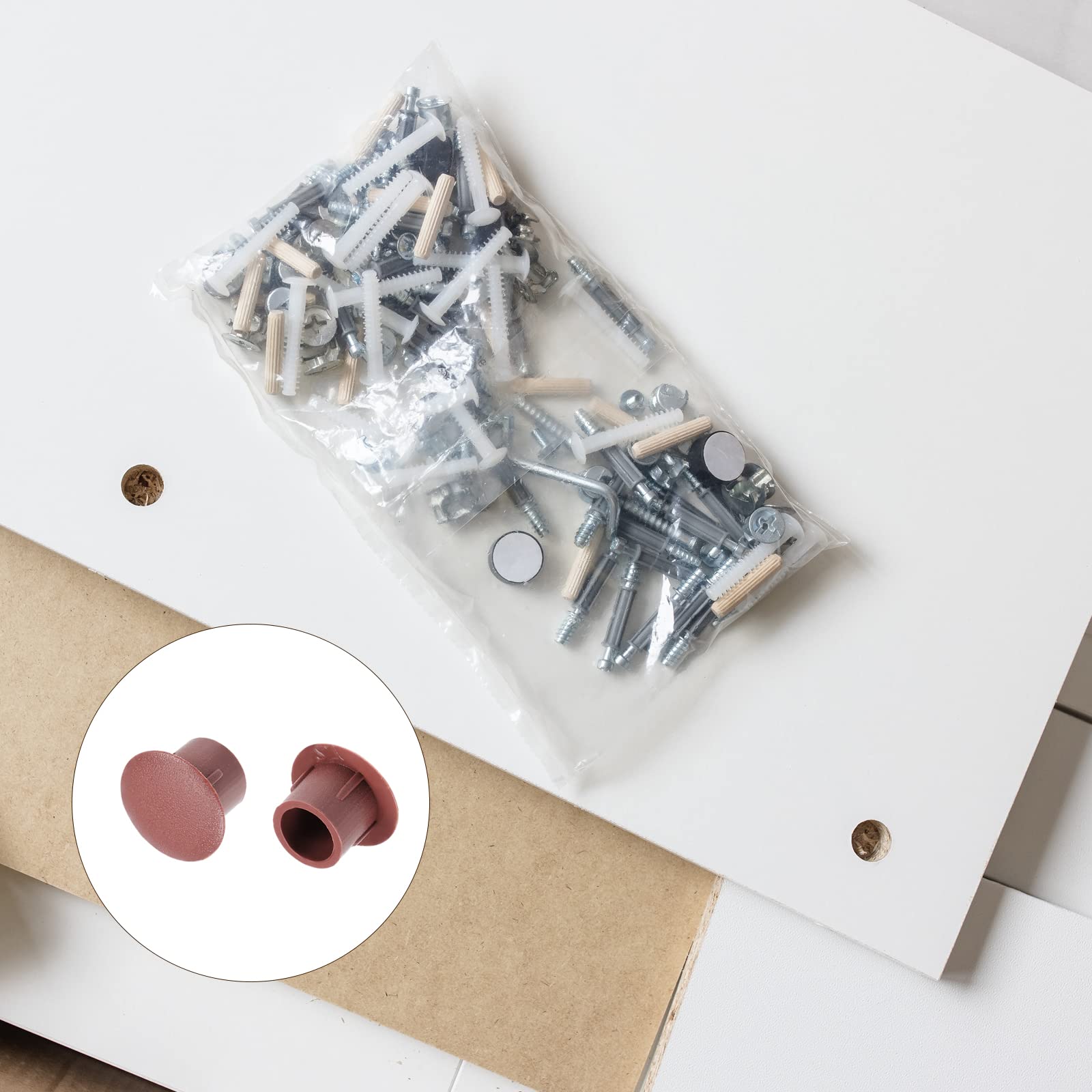METALLIXITY Screw Hole Plugs (8mm Dia x 11mm Cap Dia x 8mm H) 20Pcs, Plastic Shelf Peg Cap Cover Button - Image 3