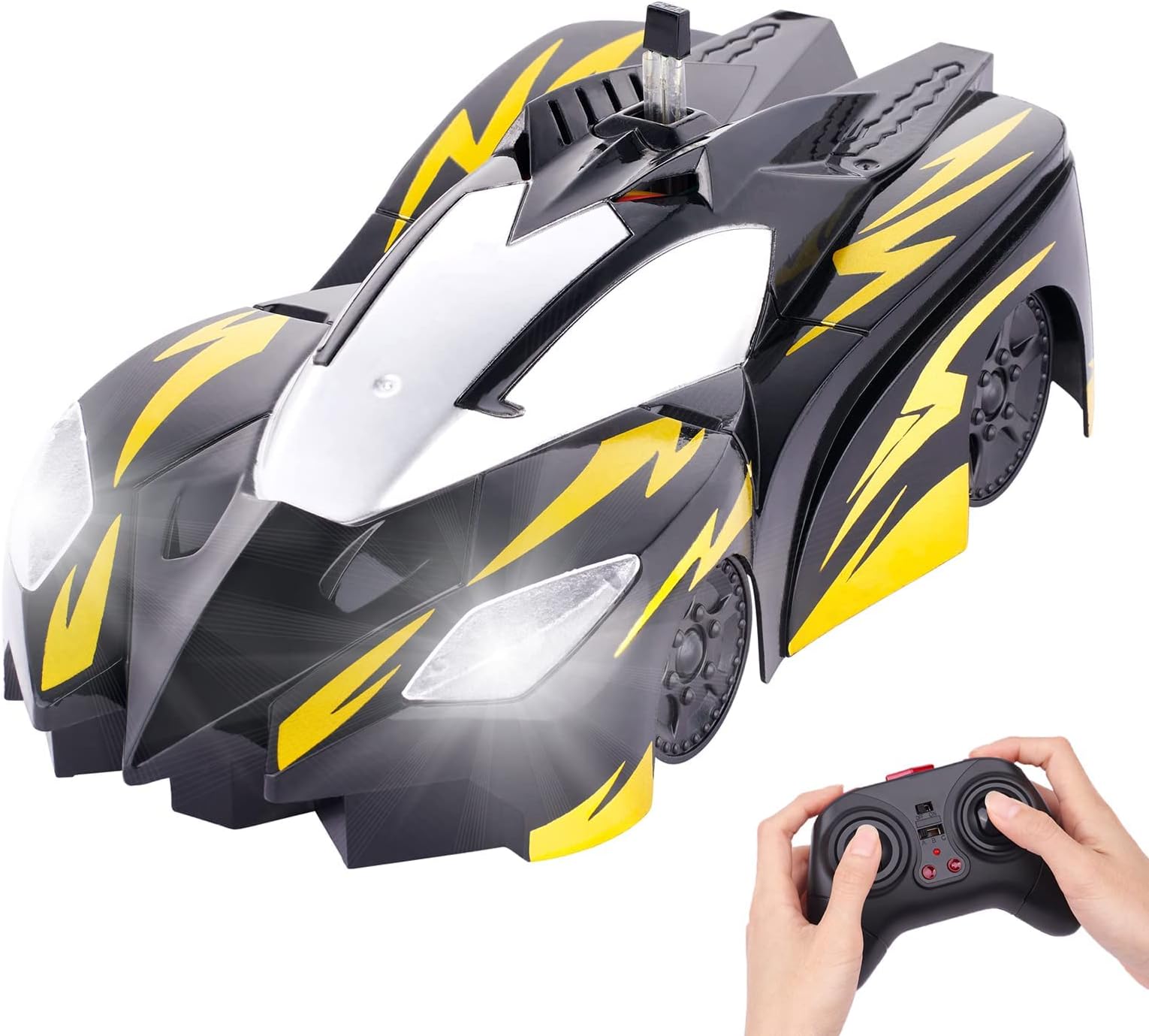 SIWMER Wall Climbing Remote Control Car Dual Mode 360° Rotating RC Stunt Cars with LED Light Rechargeable Toys for Boys Gift for 8 9 10 11 12 Year Old Kids (Black)